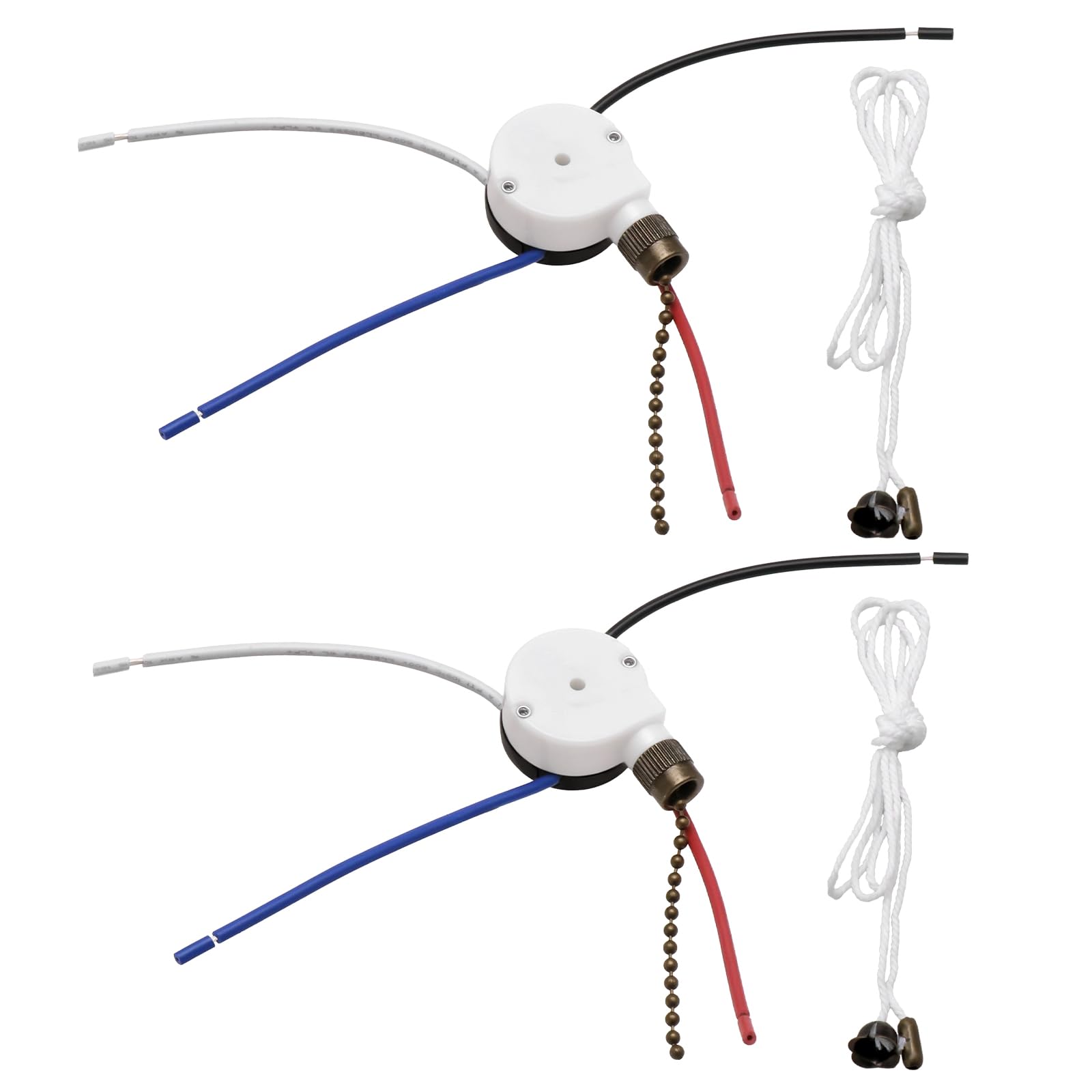 2pcs Interruptor Ventilador Techo 3 Velocidades 4 Cables con Hilo Algodón ZE-208S E89885 Interruptor Cadena Tracción Interruptor Ventilador de 47 X 31 X 18,5 Mm
