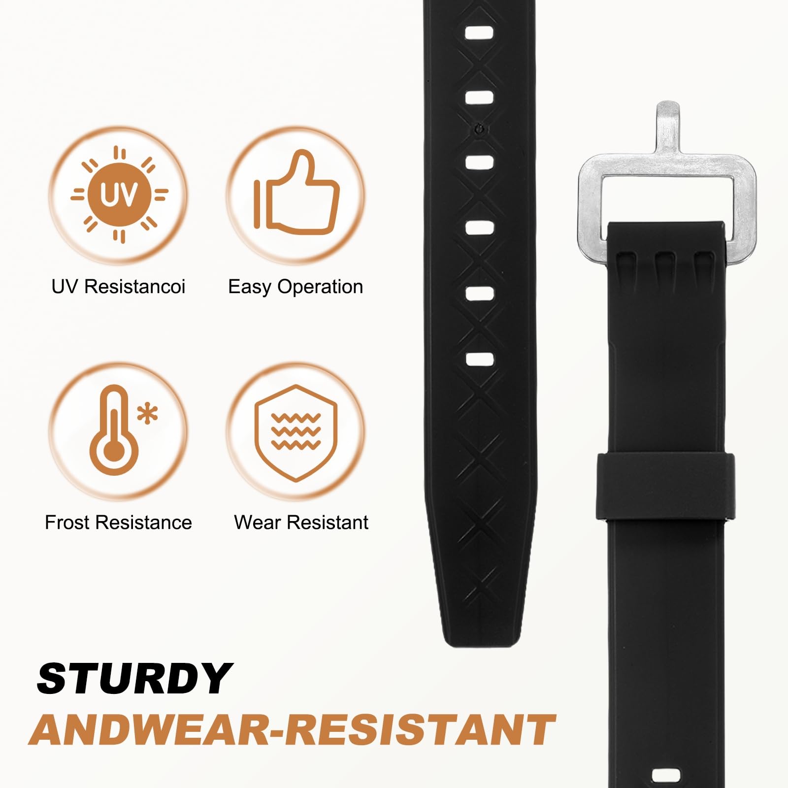 4 Pcs Silicone Tie Down Strap, 35cm / 14 inch Versatile Wear Resistant Silicone Securing Strap with Metal Buckle for Luggage Binding Outdoor Equipment Sorting,Black — view 4