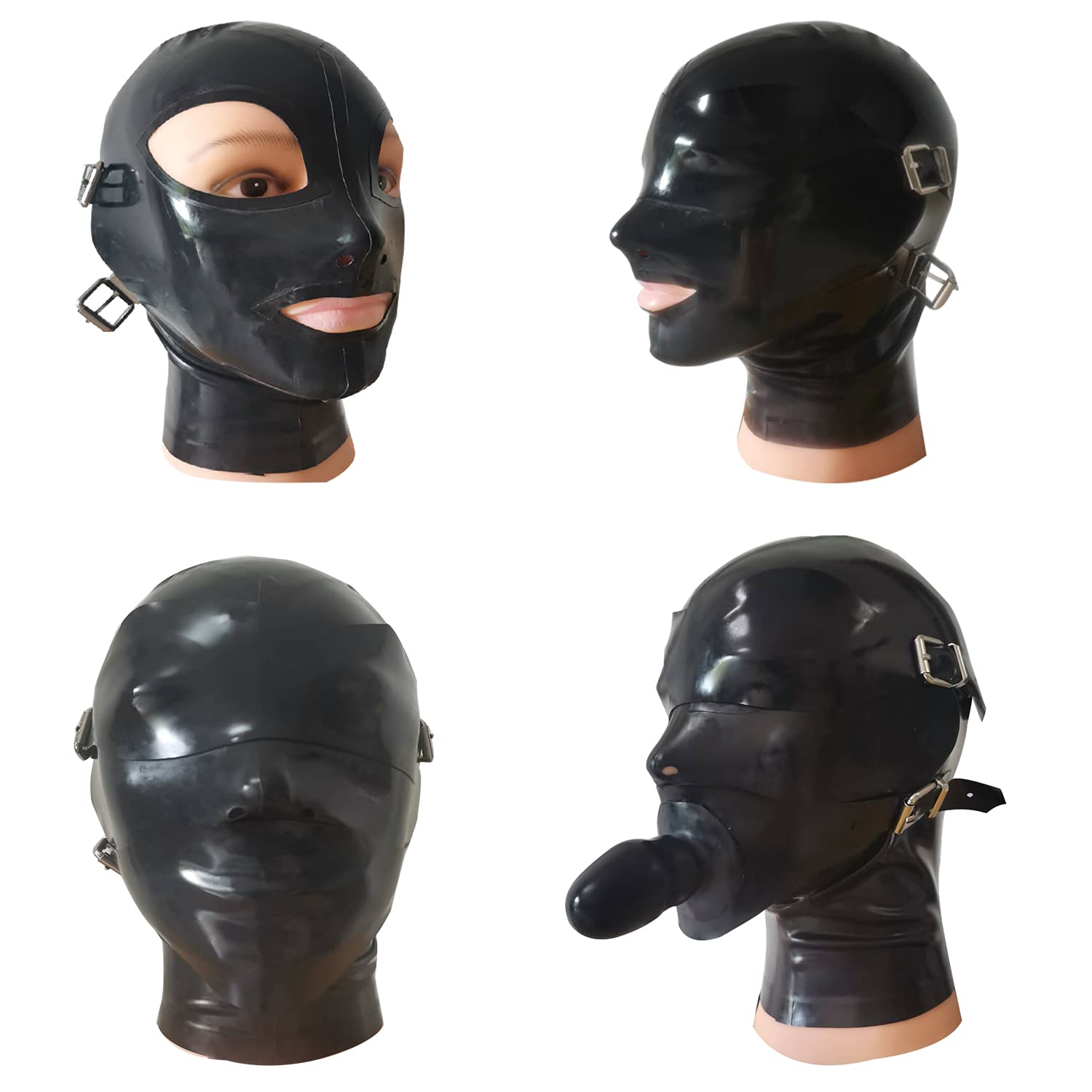 MFMYEE Maschera in Lattice 100% Gomma SM Fetish Dildo Spina Pene Maschera Bondage Maschera Gioco di Ruolo (M)