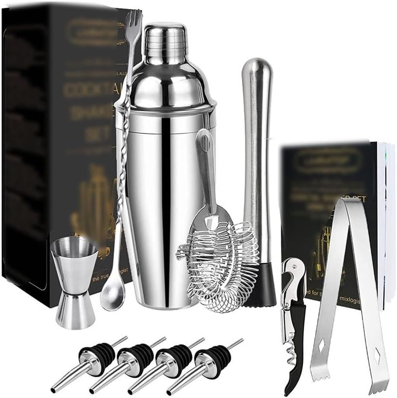 Stainless Steel Mixer Set Bartender Shaker Cup Complete 12-Piece