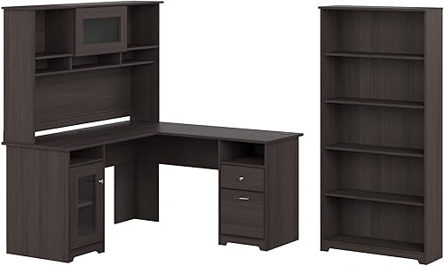 Miniatura 14 de Bush Furniture Cabot - Escritorios para oficina en casa, 60 W, color roble espresso Roble Espresso,Gris ceniza,Gris brezo,Roble blanco de lino.,gris
