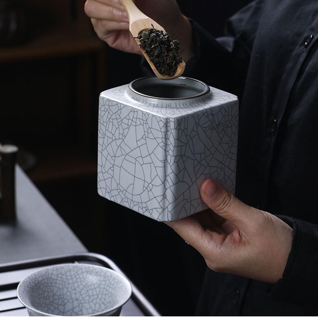 Lata de té Latas de té Cajas Embalaje cerámica Almacenamiento Selladas for el hogar Carrito de té(A)
