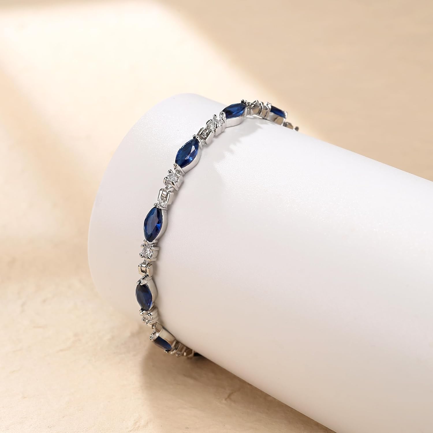 Crysdue Wedding Bridal Bracelets for Brides, Cubic Zirconia Tennis Birthstone Jewelry Gift for Women Prom - Image 4