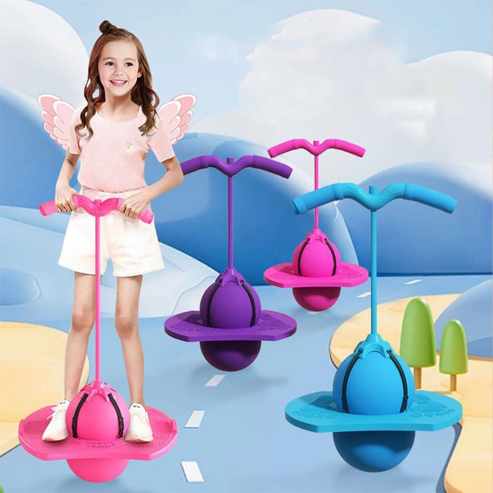 2026 Pogo Jumping Ball for Children and Adults, Balance Bouncy Ball for Children, Pogo Ball with Removable Handle & Pump, Load Capacity 300 kg, for Indoor/Outdoor (Purple)
