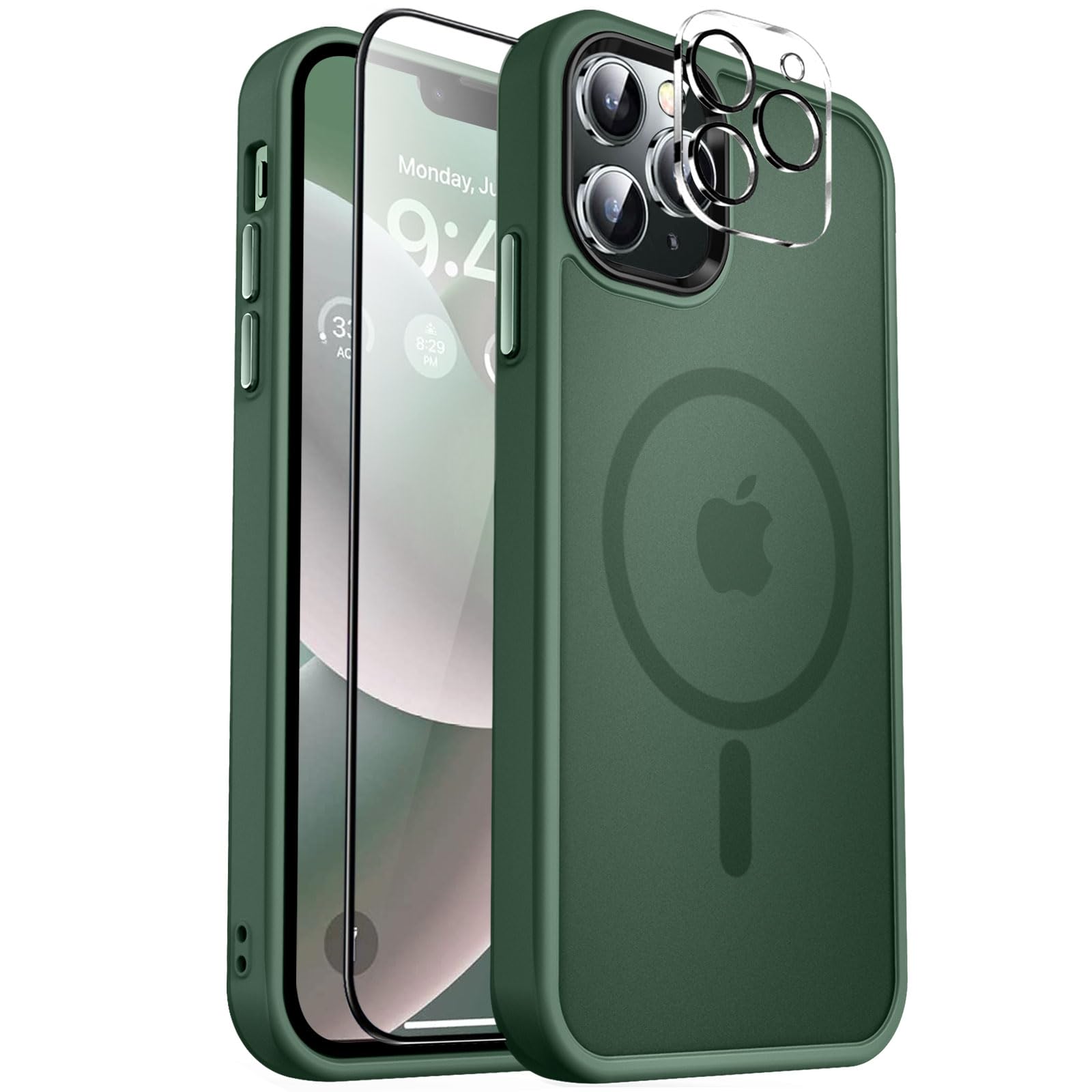 MOCCA Magnetic Shockproof for iPhone 12 Pro Max Case,Midnight Green
