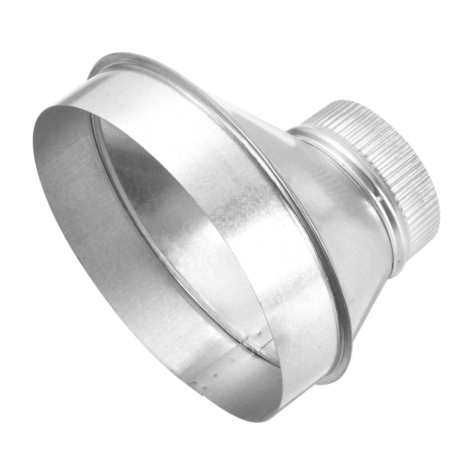 sourcing map Eccentric Duct Reducer (200mm to 100mm) - Galvanized Steel Crimped End Ducting Adapter Increaser Round Air Duct Connector for HVAC Ventilation System, Silver