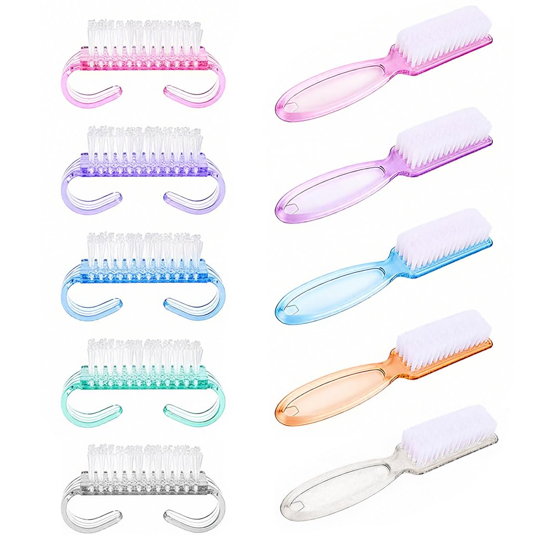 Set di 10 Pezzi di Spazzole per Unghie, Spazzole per Unghie con Manico in Plastica, Spazzole per Unghie a Setole Morbide, Strumenti per Pulizia Unghie