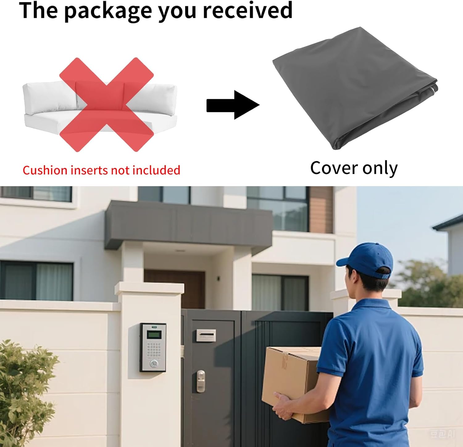 Outdoor Curved Cushion Covers Olefin,Waterproof Half Moon Patio Furniture Sofa Cushions Cover with Non-Slip Bottom,Cover ONLY (Dark Grey, 77 * 40 * 28 * 5.3in)