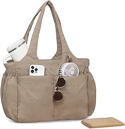 Mominside Diaper Bag Tote - Tote Diaper Bag Baby Bag with Insulated Pockets, Changing Pad, 23L Travel Diaper Bag Hospital Bag for Labor and Delivery for Mom, Work & Weekend Trips,Brown