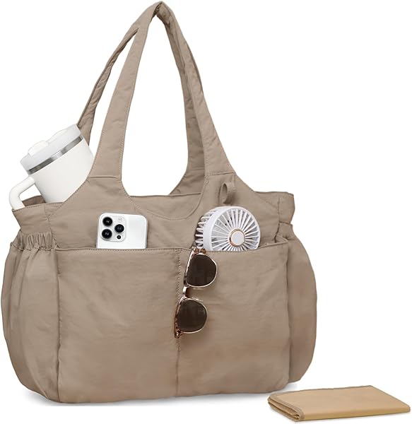 Mominside Diaper Bag Tote - Tote Diaper Bag Baby Bag with Insulated Pockets, Changing Pad, 23L Travel Diaper Bag Hospital Bag for Labor and Delivery for Mom, Work & Weekend Trips,Brown - 1