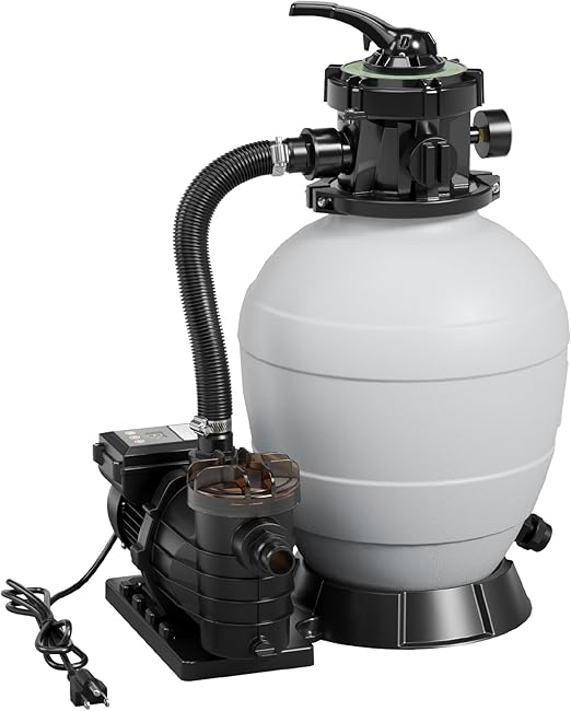 Future Way Sand Filter Pump for Above Ground Pools, 3/4 HP, 3420GPH High Flow Pool Pump and Sand Filter with 6-Way Valve & Automatic Timer, 13 Inch Sand Pool Filter Ideal for Pools About 10506GAL