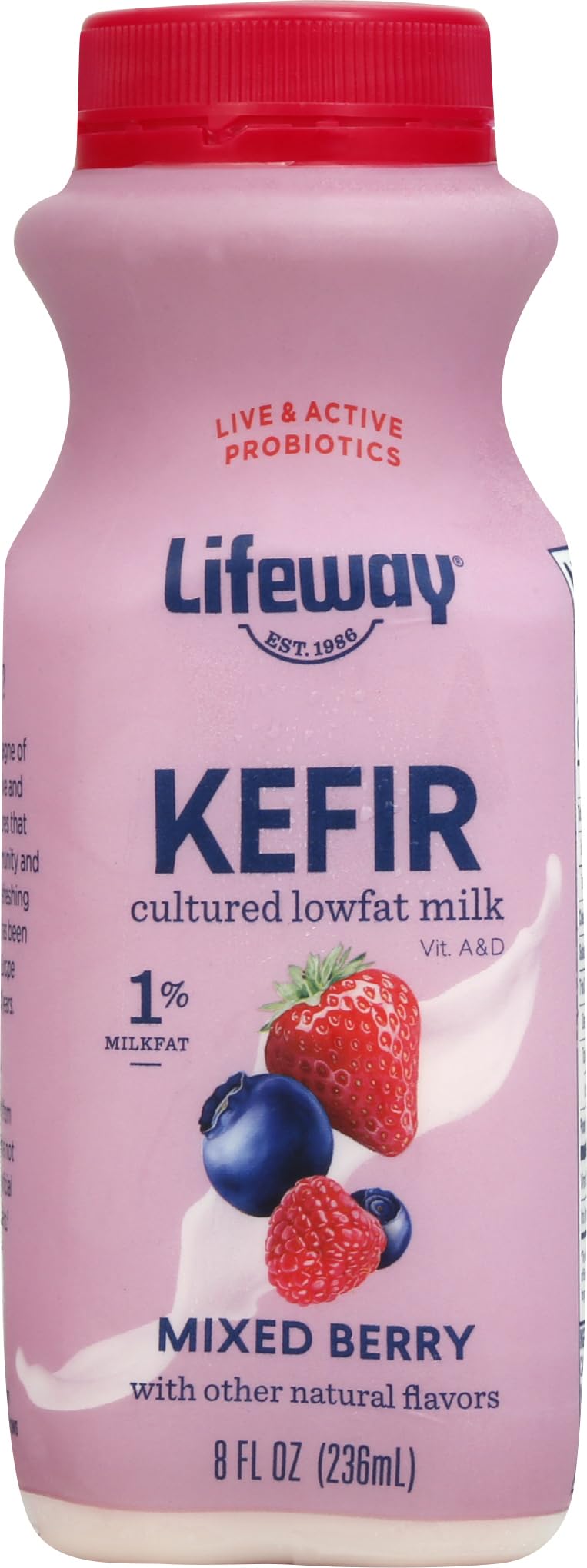 Lifeway Kefir Cultured Lowfat Milk Smoothie, Mixed Berry, 8 Ounce, 11g Protein, 12 Live Active Cultures