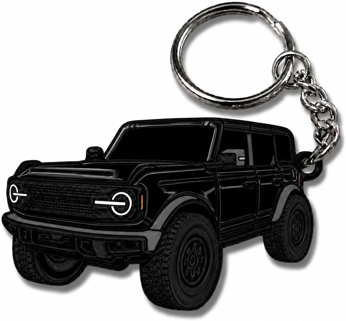 Bronco Keychain Accessories 4 door key chain Fob Cover Cool Mods compatible with Ford Bronco 2021 2022 2023, Black, 2" x 1.3"