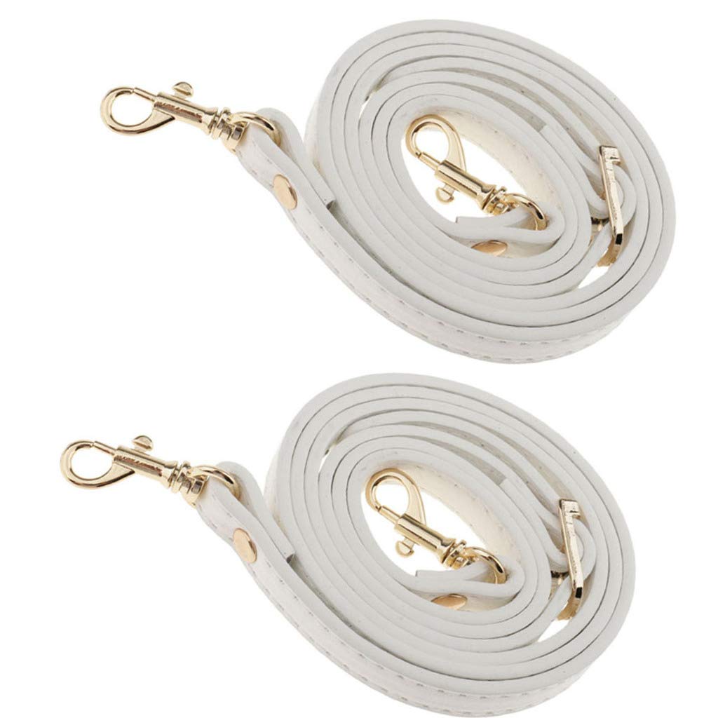 Unknown 2 Pieces Leather Purse Chain Strap Replacement for Crossbody, Clutch or Handbag - 120cm - with Lobster Clasp, White, Adjustable Length