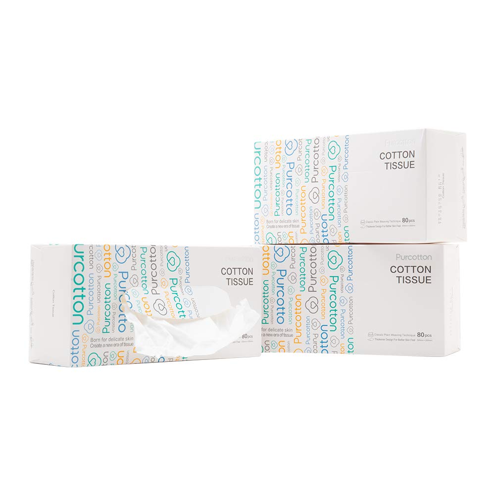 Purcotton Soft Dry Wipes, Dry & Wet Use, 100% Cotton Tissues for Sensitive Skin (240 Count Total)