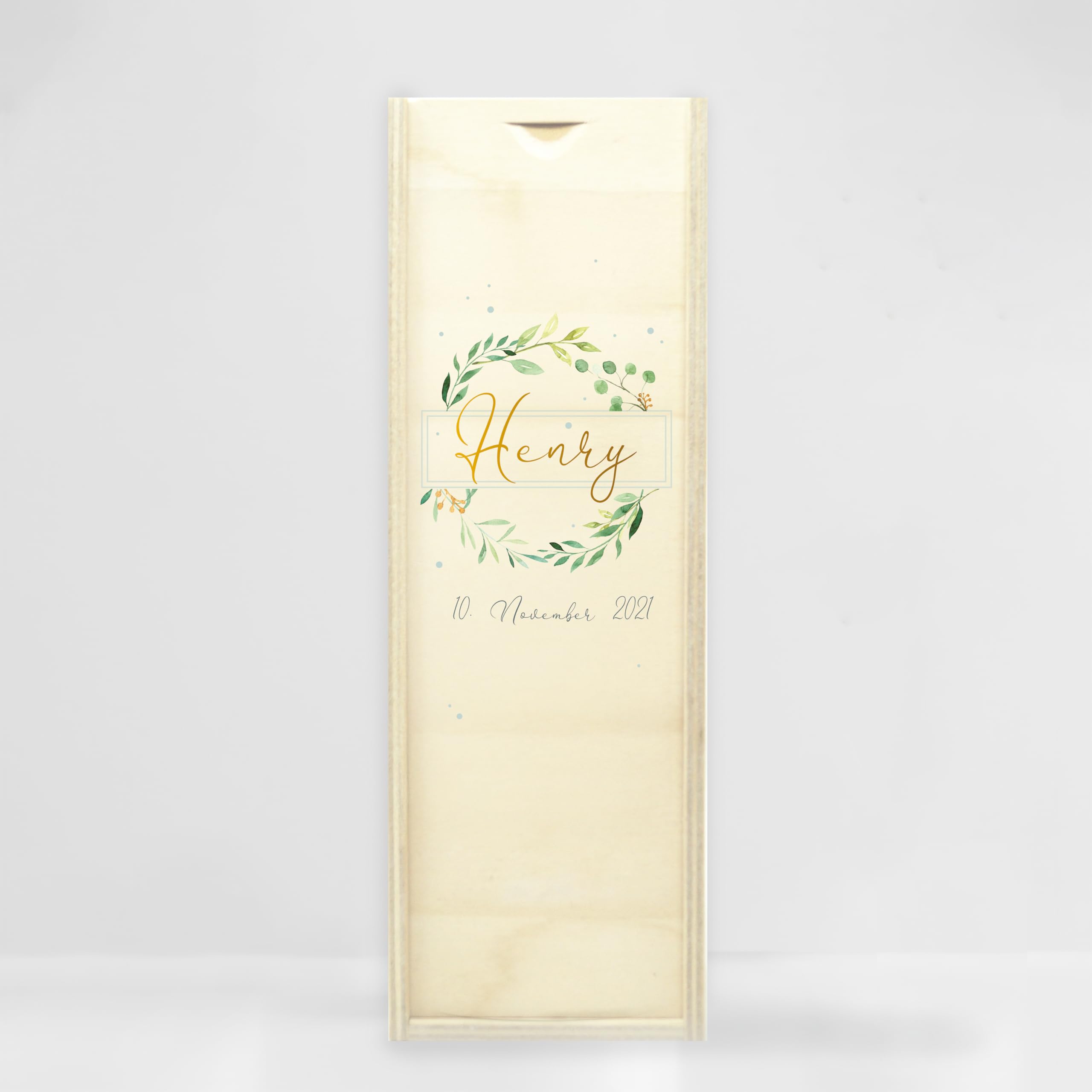 Wandtattoo Loft Taufkerze Junge Mädchen Baum Blätterkranz grün pastell bedruckt mit Namen, Datum und auf Wunsch eigenem, vorgegebenem oder keinem Taufspruch, Taufkerze 25 x 7 cm