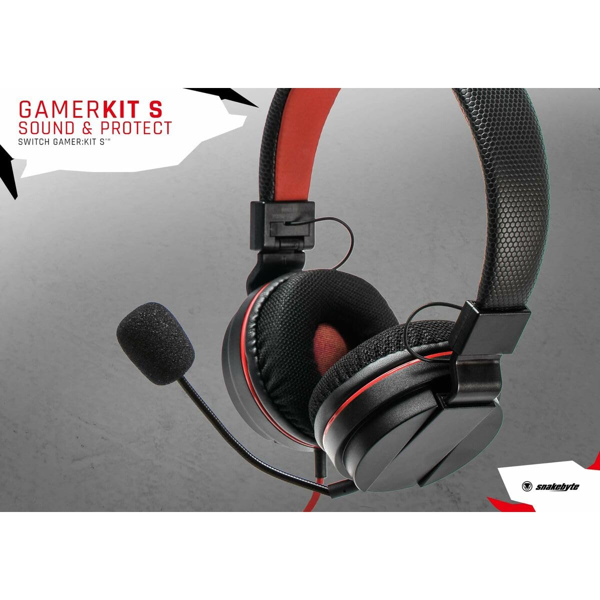 snakebyte Switch GAMER:KIT S - Sound & Protect - Set incl. Headset, 9H Glas Screen Protector and 2 Rubber Control Caps - Cable lenghts up to 4.5m for use with (Nintendo Switch)