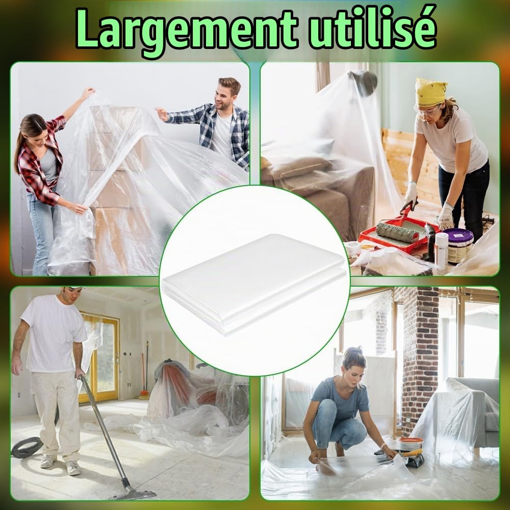 Bache pour Serre, 2 x 10 m Film de Serre Transparent, Bache Plastique pour Serre de Jardin, Extra épaisse Couverture De Polytunnel Membrane Pour Serre de Tomates, Légumes, Plantes