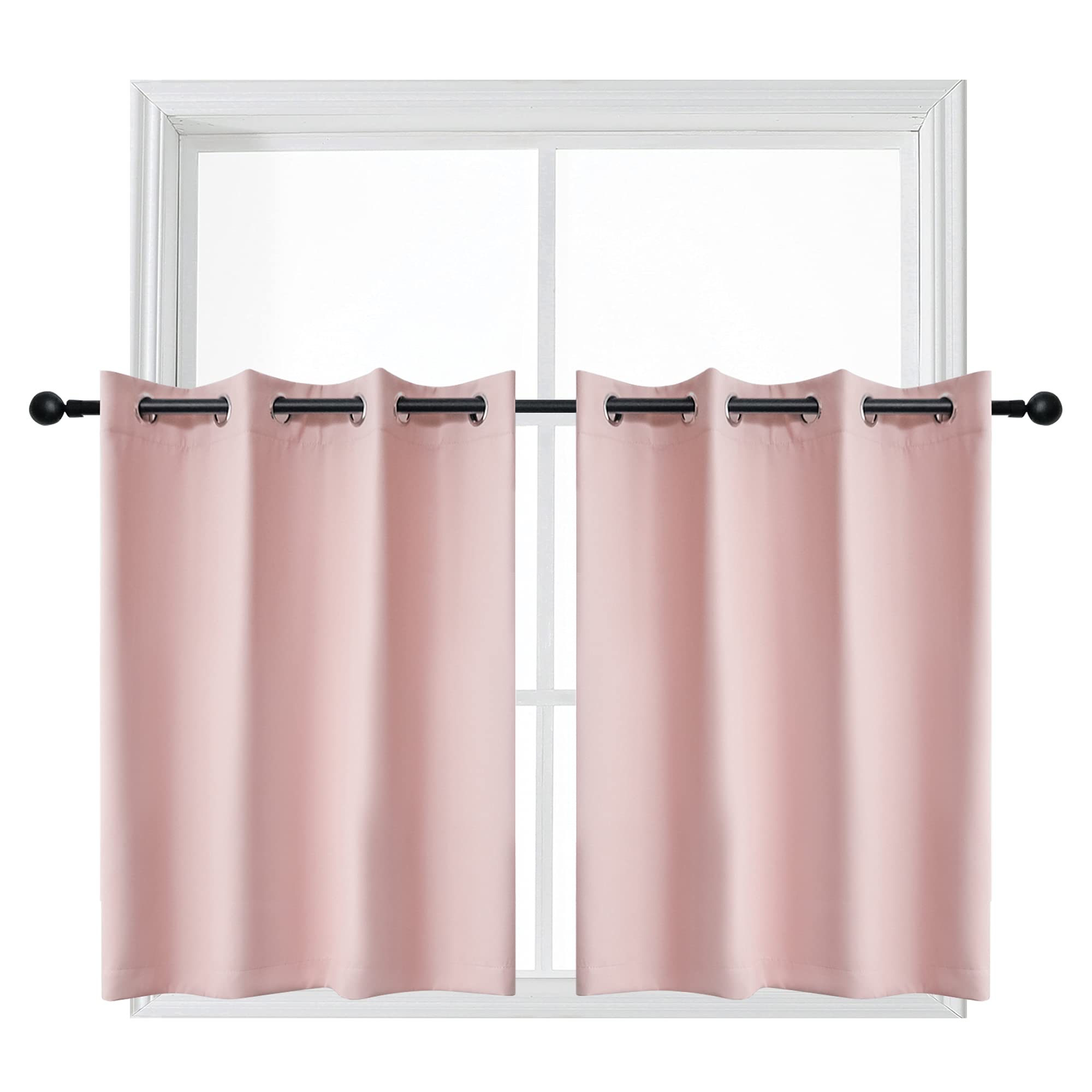 YGO Window Curtain Tiers Valances Set Home Decorative Window Covering 8 Grommets Drapes Room Darkening Drapery for Nursery Baby Room 52 Width x 36