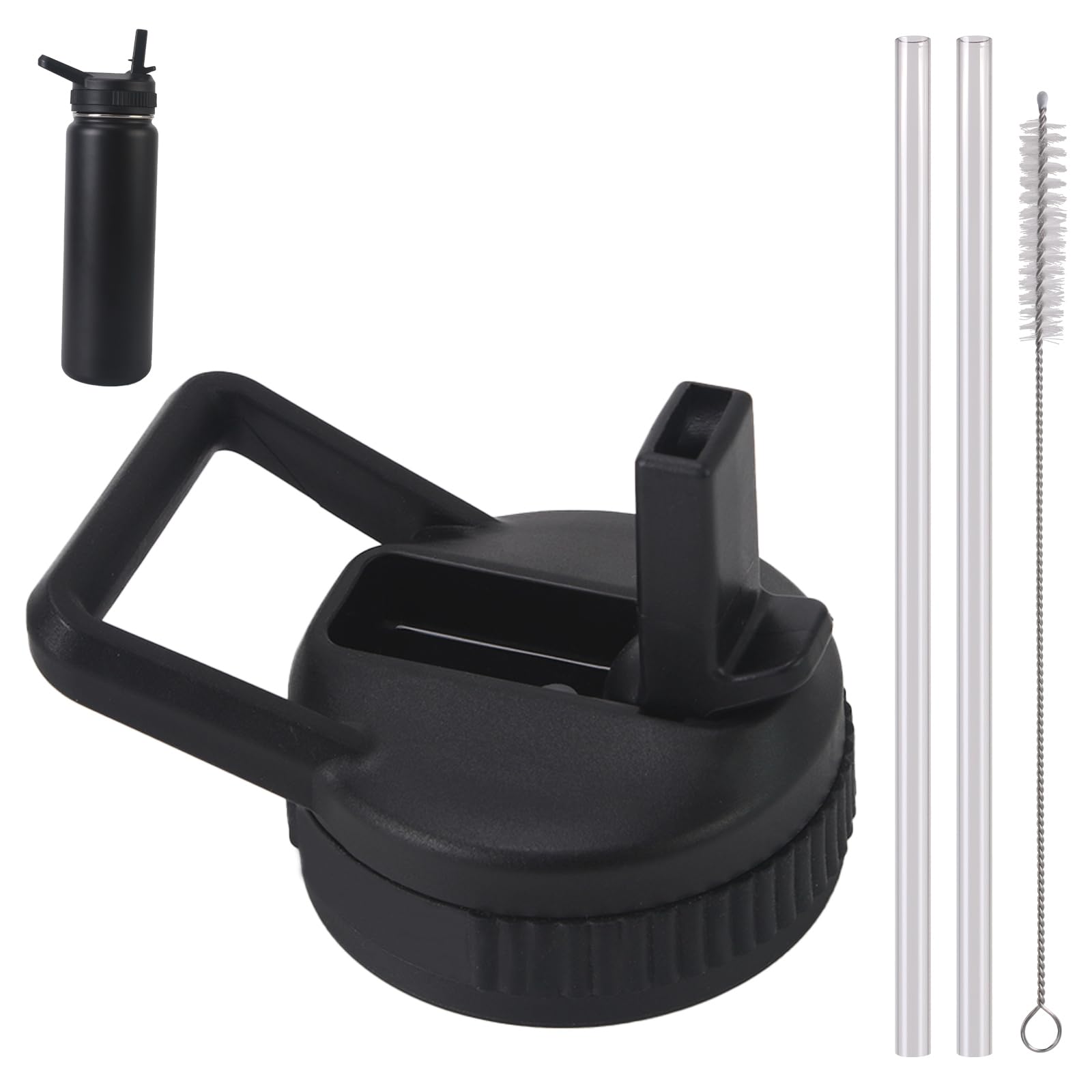 Straw Lid Compatible With thermoflask 18OZ/24OZ/32OZ/40OZ/64OZ Water Bottle, Water Bottles Lids With 2 Straws and 1 Straw Brush