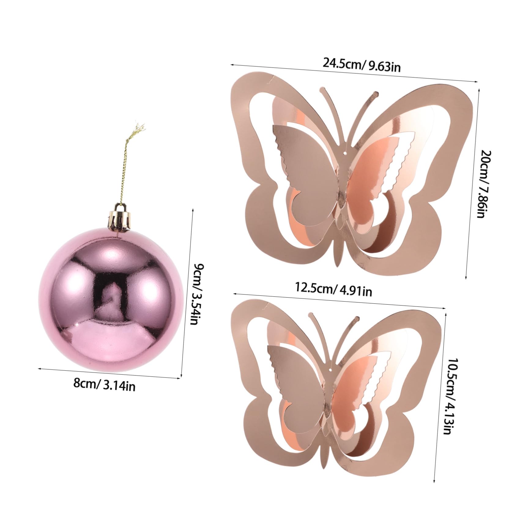Alipis Teiliges Schmetterling-hängedeko Glänzenden Kugeln Rosa-goldene Deckenhänger für Valentinstag Romantische Raumdekoration Vielseitig für Hochzeit Fenster und Party Geeignet