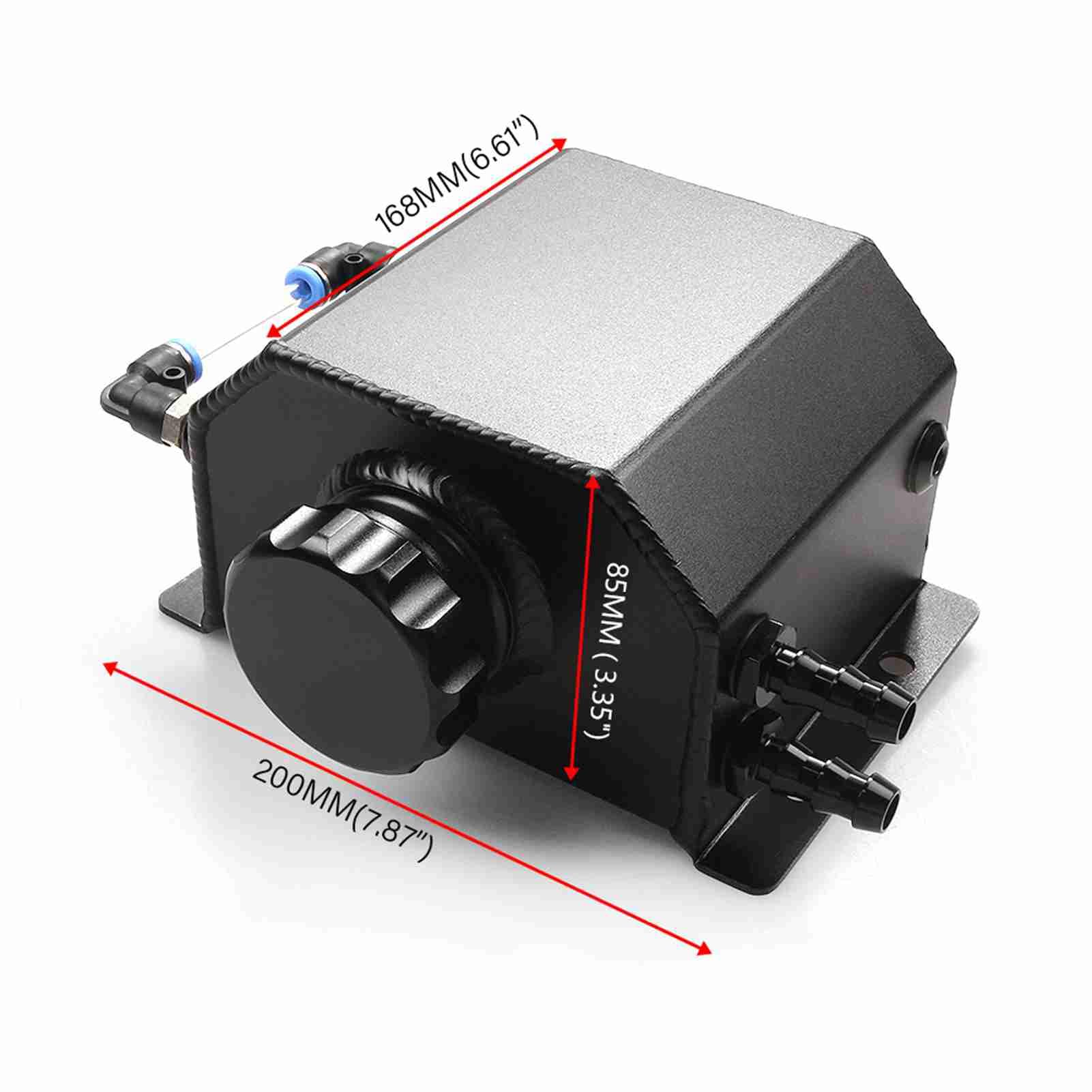 ZJchao 1L Aluminiumauto -Kühlmittelüberlauf -Expansionstank Ölfang Can Reservoir Universal Oil Entlüftung Tank mit Abflussstopp für die Meisten Fahrzeuge Hohe Haltbarkeit (2L)