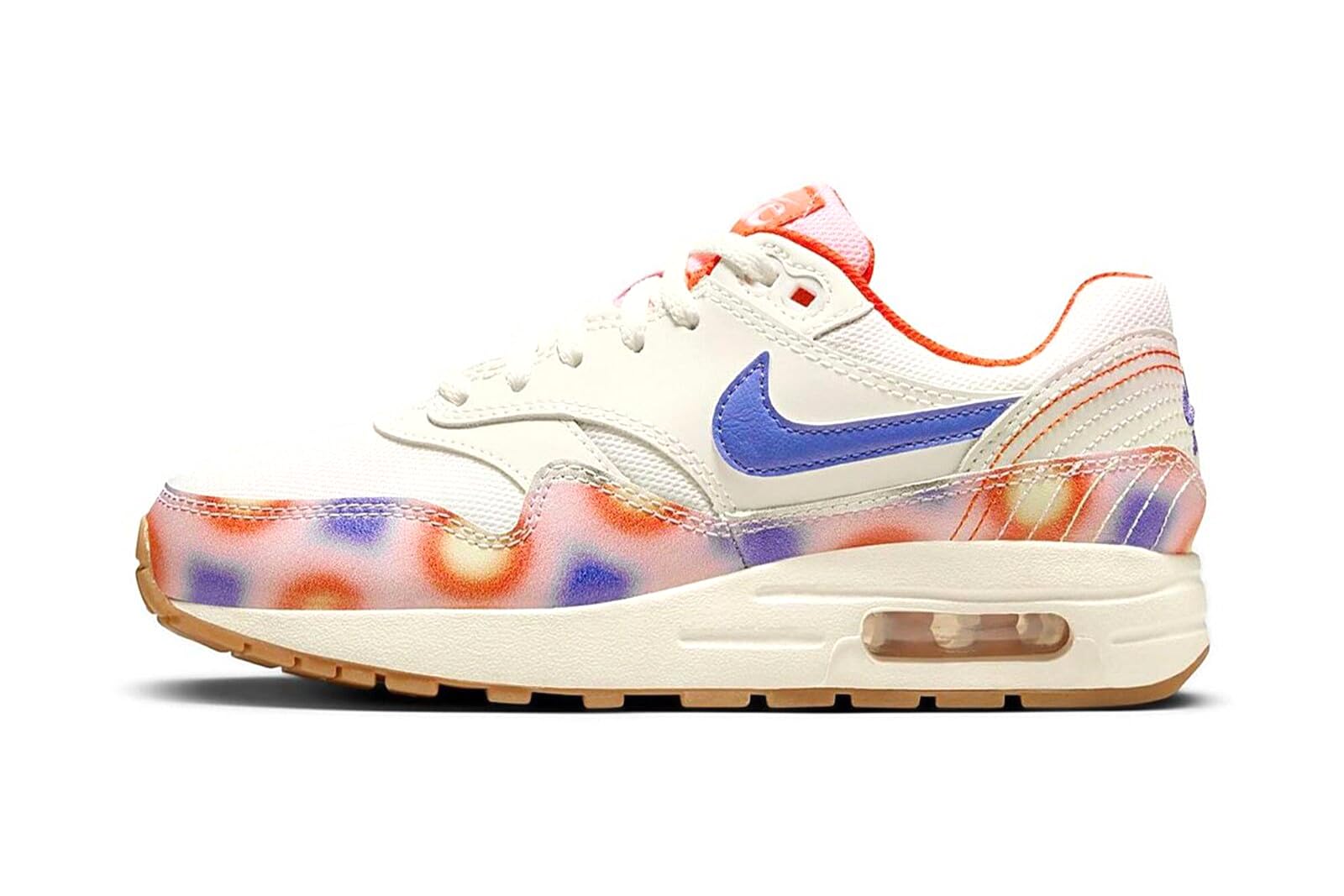 Nike Air Max 1 SE Big Kids' Shoes (FN7287-100, SAIL/Blue Joy/Safety Orange/Football Grey) Size 7