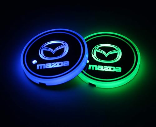 2 luces LED para portavasos Mazda carga USB que ilumina el portavasos lámpara LED de ambiente interior de color cambiable LED Ma0zda