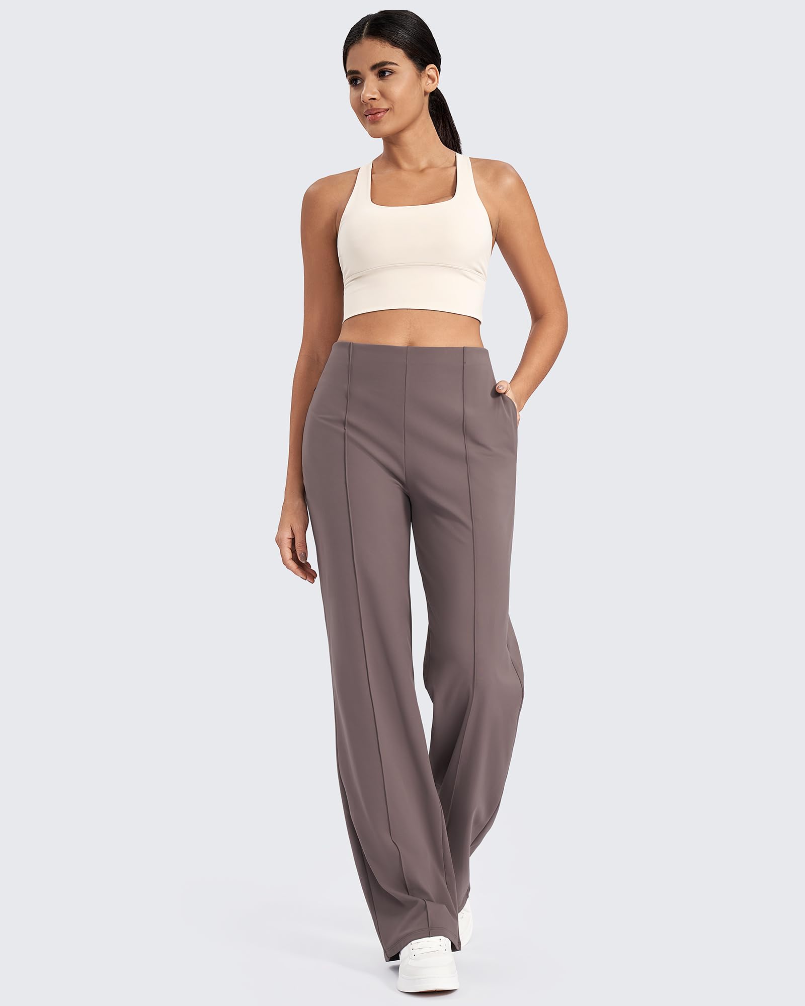 G4Free EverGoing, pantaloni da yoga a vita alta da donna, a gamba larga, con tasche, elasticizzati, stile casual