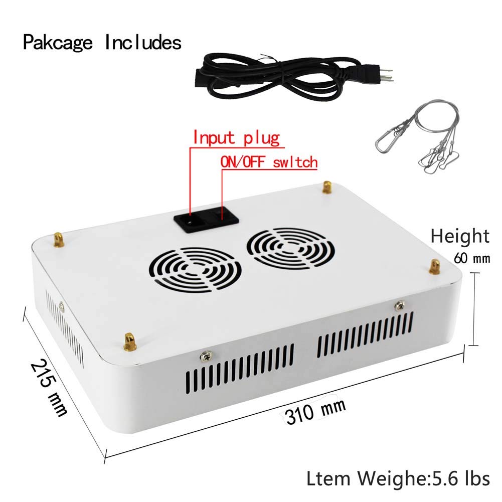 Lampara de cultivo led 600W, Panel de cultivo ajustable de espectro completo para plantas de interior, Lámpara de cultivo de chips dobles para plantas de interior Veg y Flower (60Pcs LED)