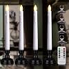 yunsheng Flameless LED Window Candles with Remote Timer, 7.9 Inches Battery Operated Taper Candles Floating Flickering Flame, Black Removable Candlestick and Suction Cups, Holiday Decor 4PCS, White