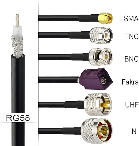 Miniatura 4 de Superbat Cable coaxial RG58 de 50 pies, 50 ohmios RG-58 Cable coaxial para WiFiRouter Cable de extensión de antena de radio