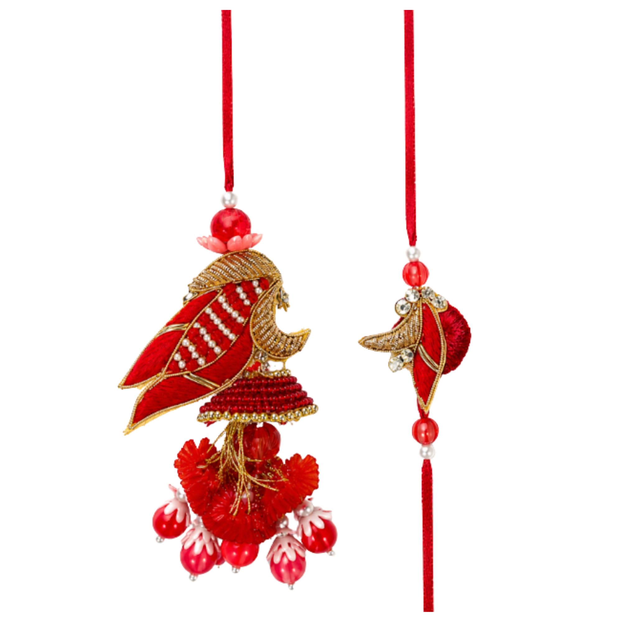 Premium Designer Red Leaf Pair Rakhi for Brother/Bhai/Bhaiya, Bhabhi & Sister | Handmade Pearl, Zari & Beaded Raksha Bandhan Thread For Men & Women | Traditional Festival Gift | Pack of 2-image-33