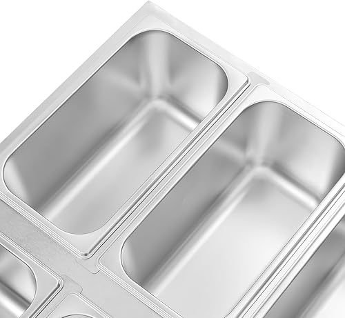 Miniatura 5 de Calentador de alimentos comercial, 6 sartenes de 1.77 galonespor encimera Bain Marie con tapa, temperatura ajustable (86-230), calentador de