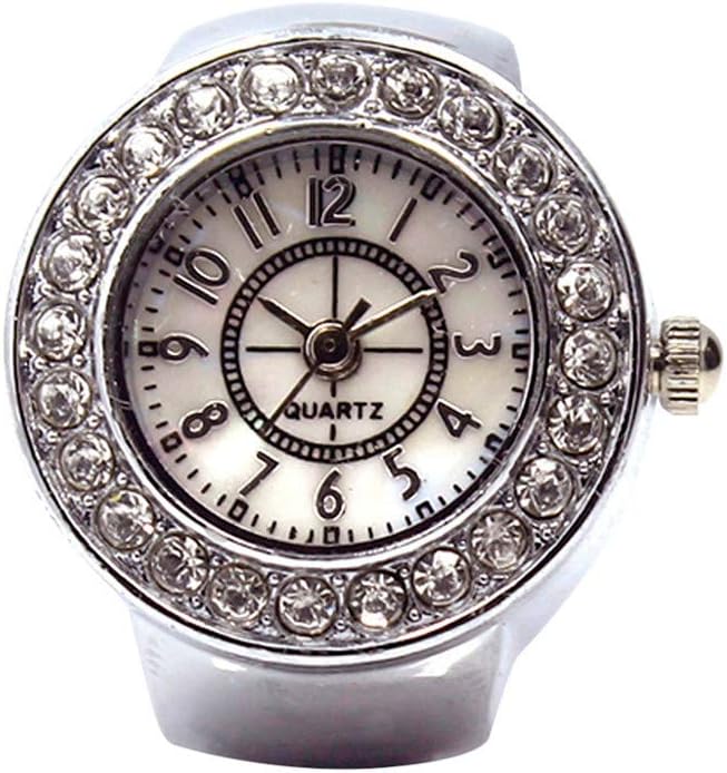 Hshi Women Dial Quartz Analog Watch Creative Ring Finger Cool Elastic Finger Ring Wristwatch Valentine's Day Gift