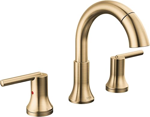 Delta Faucet Trinsic - Grifo de baño extraíble, grifo de baño completo, grifo de baño generalizado dorado de 3 agujeros extraíbles, grifo de lavabo