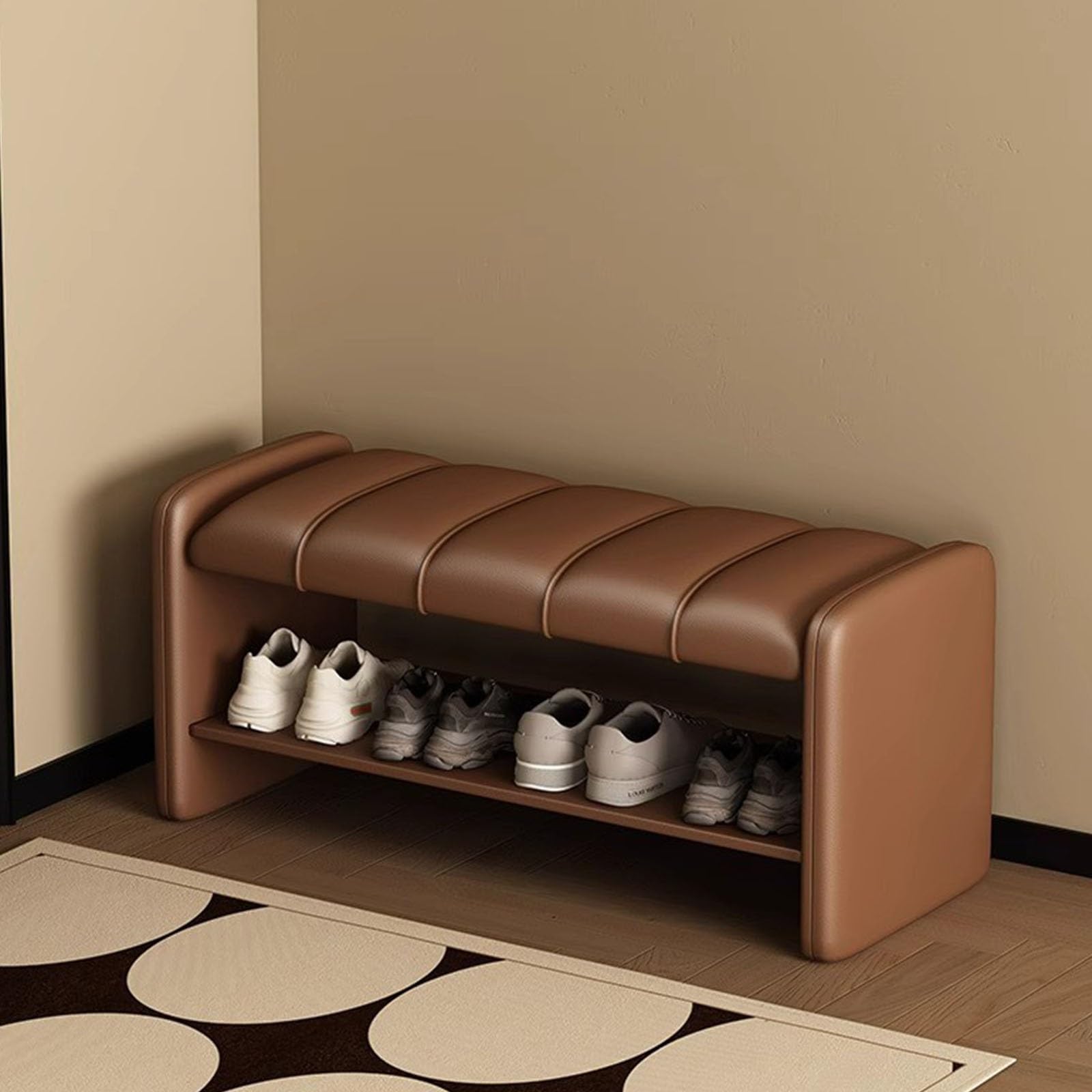 Banc à chaussures avec rangement et coussin en cuir PU pour un confort d'assise