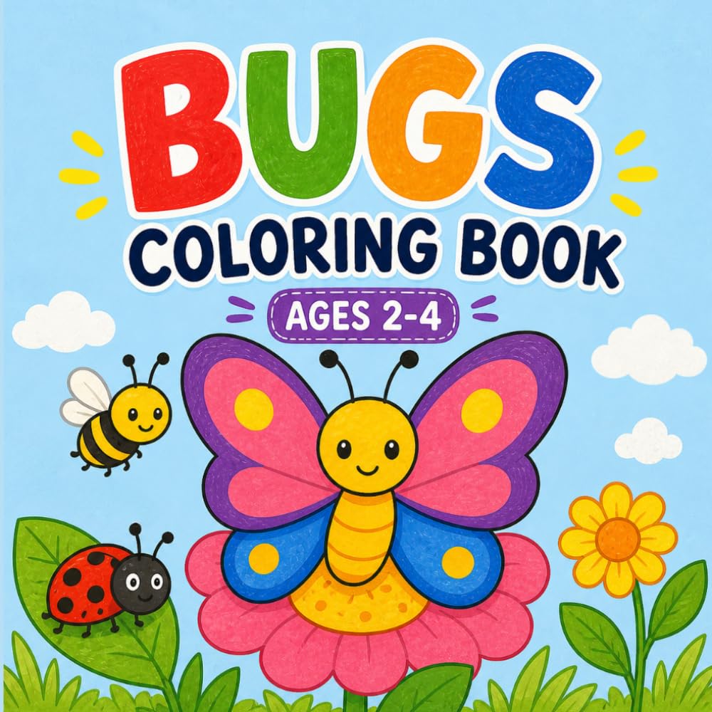 Bugs Coloring Book for Toddlers Ages 2-4: Simple and Cute Insect Coloring Pages for Little Kids, Preschoolers, and Tiny Hands
