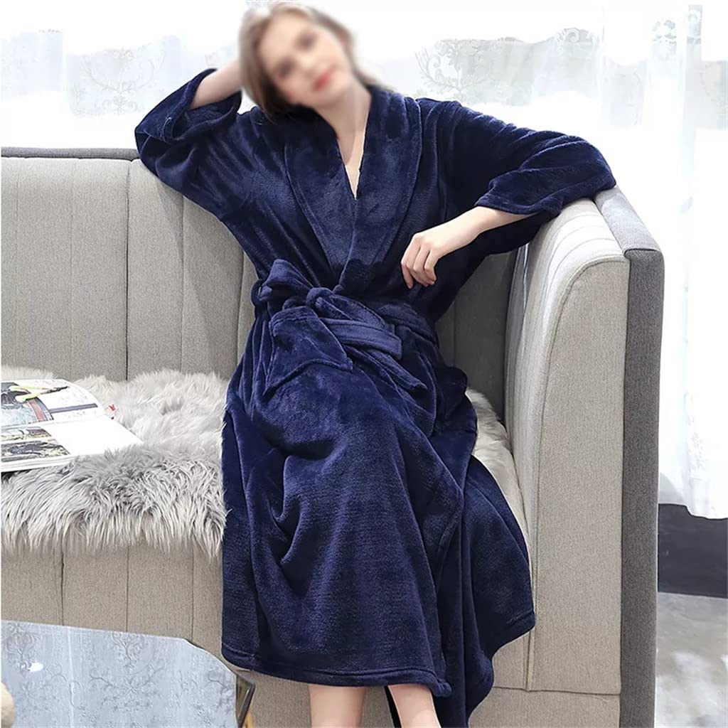 Albornoz Pijamas de Talla Grande for Mujeres Amantes Kimono de Franela de Invierno Largo y cálido for Hombres(XXL)