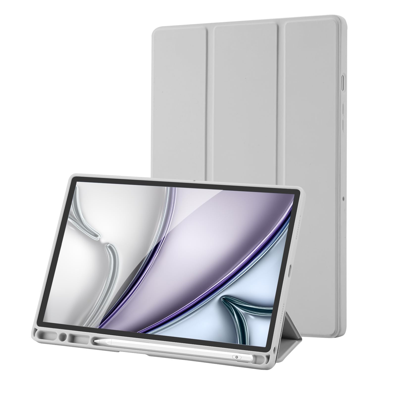 Hülle Kompatibel mit Samsung Galaxy Tab A8 10.5 Zoll 2022/2021, Model SM-X200/SM-X205/SM-X207, Hülle mit Stifthalter, Trifold Ständer Schutzhülle, Auto Schlafen/Wachen for Samsung Tab A8, Grau