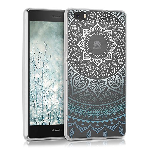 kwmobile Carcasa Compatible con Huawei P8 Lite (2015) - Funda Silicona TPU Sol hindú Azul/Blanco/Transparente