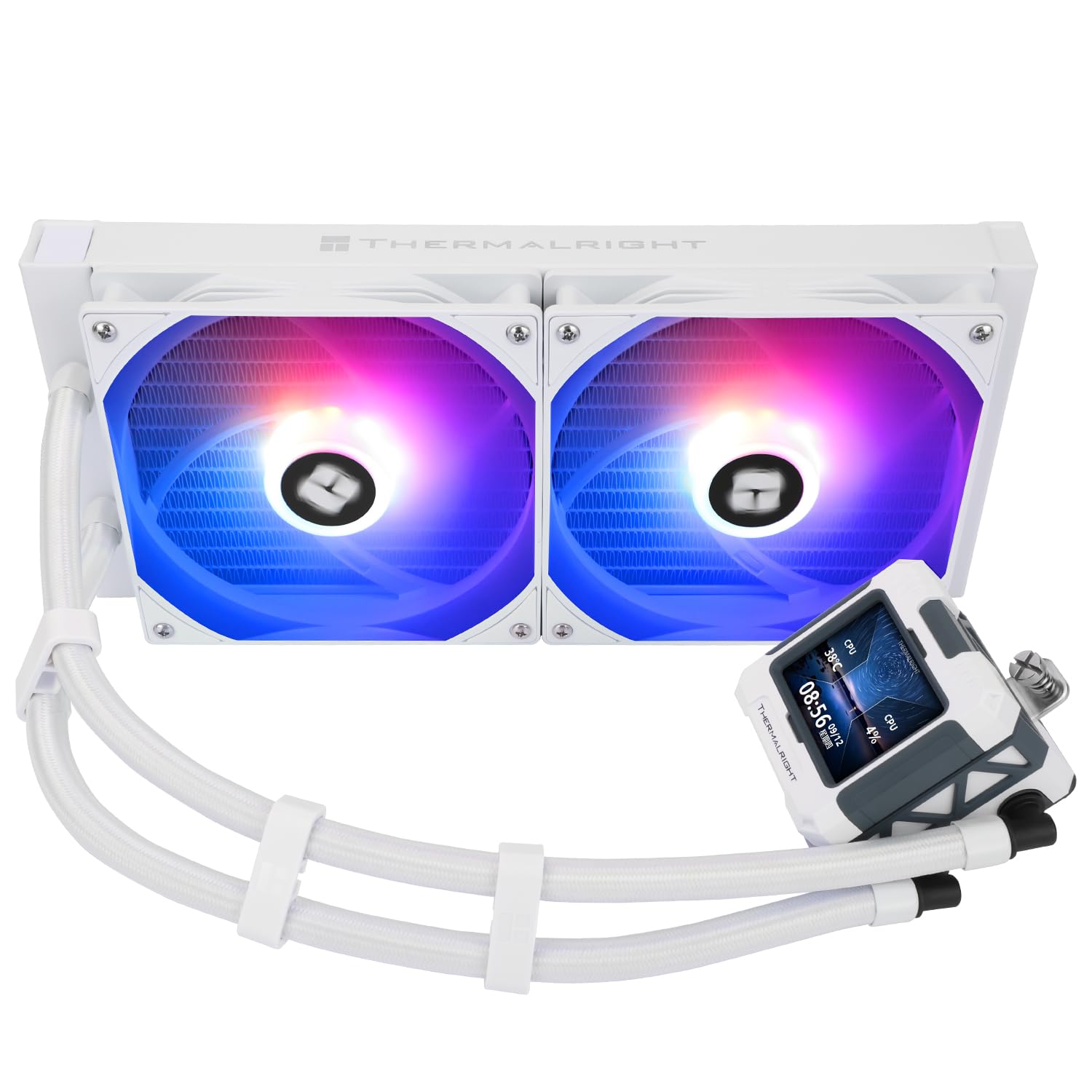 TR FW280 ARGB biały-280 mm AIO CPU Chłodnica cieczy, ekran LCD IPS o rozdzielczości 320x240, do AM4/AM5/Intel LGA1700/1851, magnetyczny chłonny ekran LCD o przekątnej 2,4 cala do zdjęć - biały,