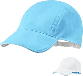 Kids Baseball Cap Quick Dry Foldable Lightweight Adjustable Baseball Hat for Boys Girls, Reversible Double-Side-Wear