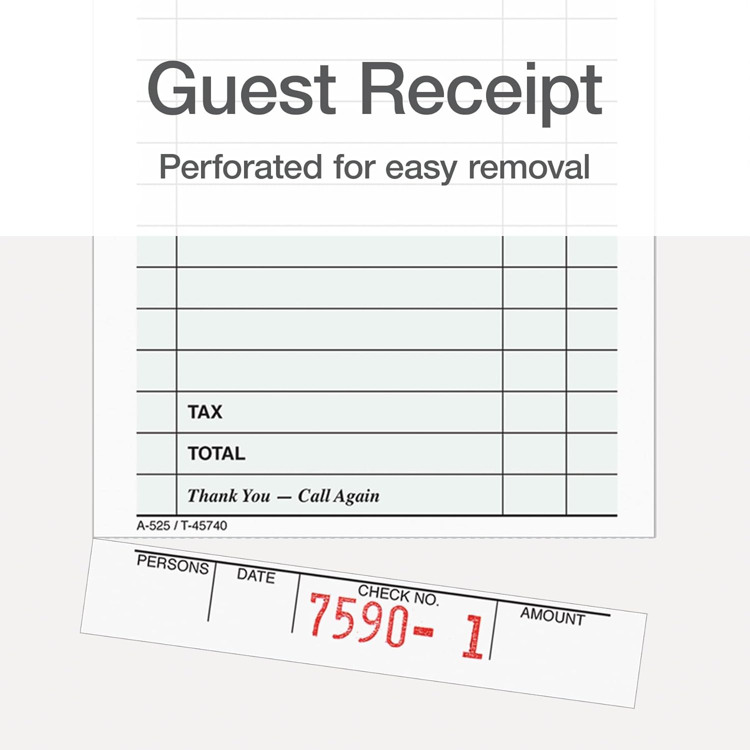 A detached guest receipt stub from an Adams Guest Check Pad, highlighting the perforation.