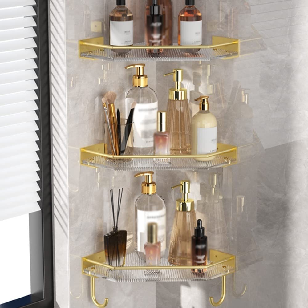 Corner Shower Caddy - Wall Mounted Acrylic Shower Shelves Bathroom Storage Organizer for Efficient Shower Organization