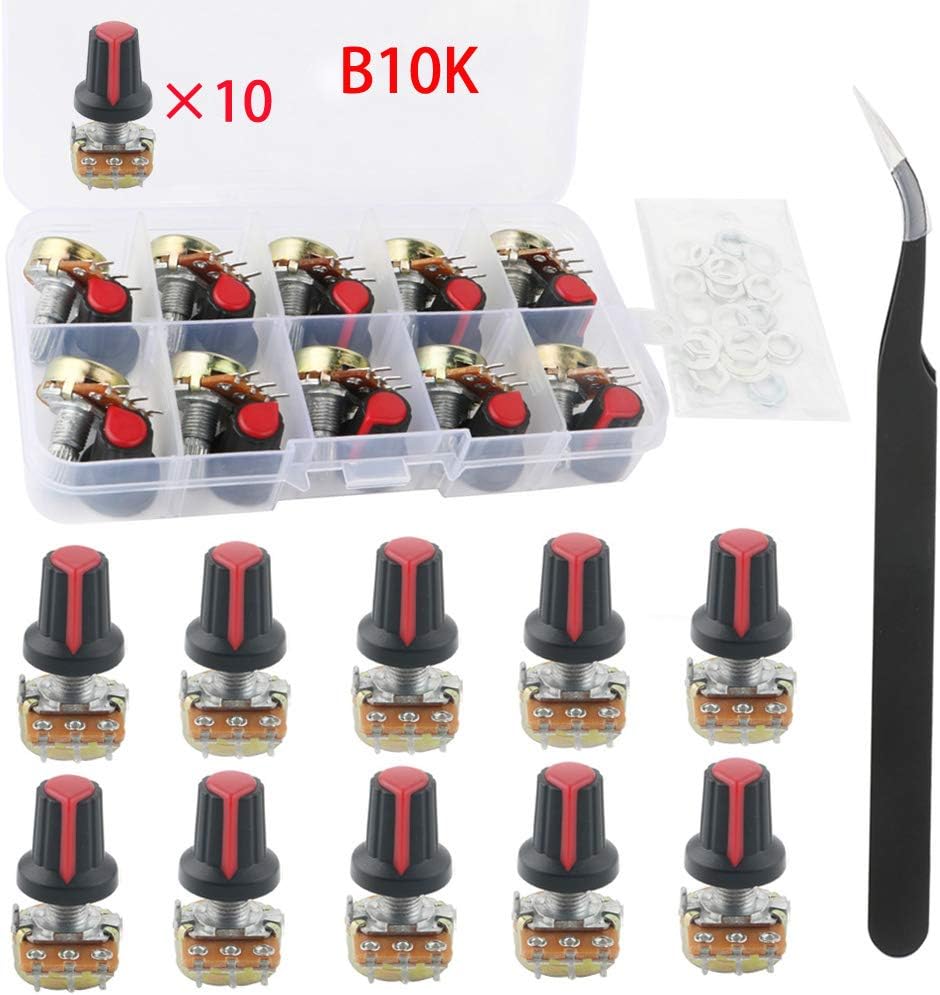 RUNCCI-YUN 10x potentiometer 10 k for Arduino Raspberry Pi and other projects - resistance module, linear, with control knob