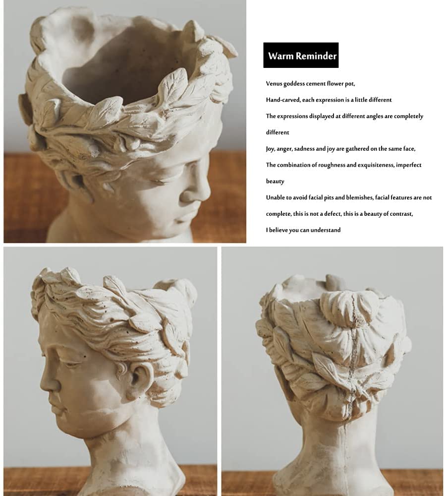 Grecka bogini głowa sadzarki statuetka do ozdób ogrodowych, grecka statuetka trawnika, ogrodu, podwórka, dekoracja