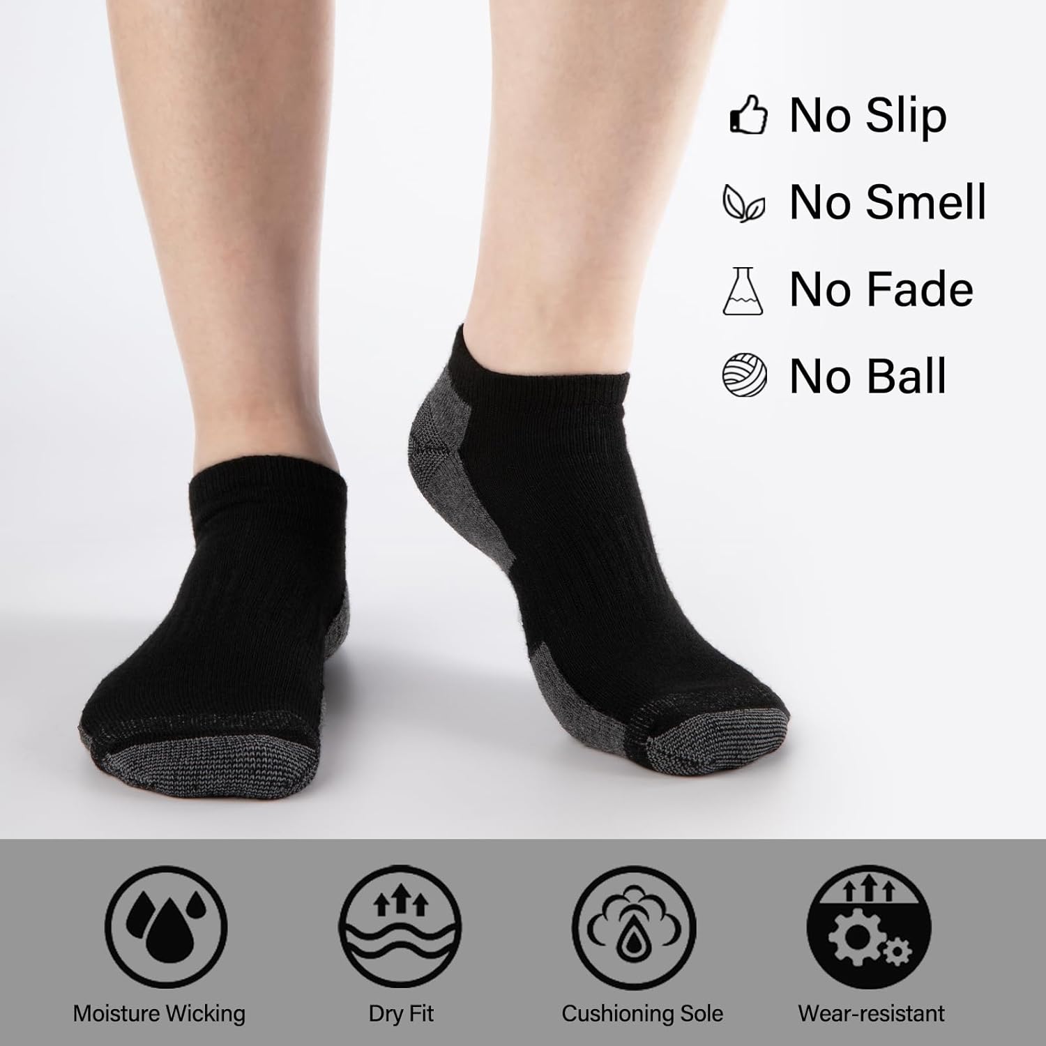 Comfoex 12 Pairs Boys Ankle Cushioned Socks Athletic Low Cut Sports Breathable Socks For Kids 4-6 6-8 8-10 10-12 Years Old - Image 2