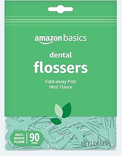 Amazon Basics Mint Dental Flossers, 90 Count, 1 Pack (Previously Solimo)