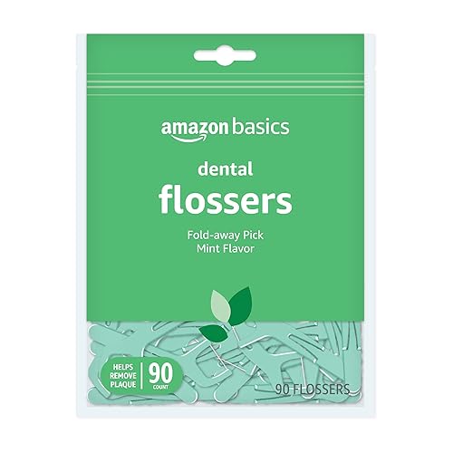 Miniatura 7 de Tienda Basics Hilo dental con sabor a menta, 540 unidades, 6 paquetes de 90, púa plegable, ayuda a eliminar la placa (anteriormente Solimo)